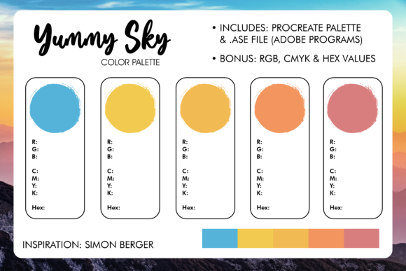 Download Yummy Sky Procreate Color Palette - Sky procreate Collection