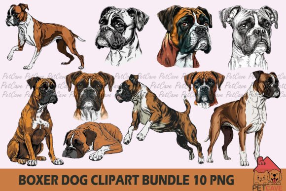 Download Boxer Dog Clipart Bundle - Boxer Collection